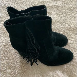 Via Spiga black suede booties.